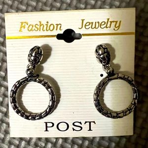 Women’s Silver, Dangle Hoop Earrings for pierced ears